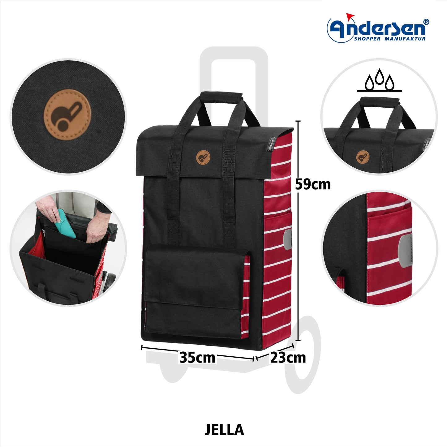 Scala Shopper Jella rot leichtlaufende abnehmbare Räder - 15 cm