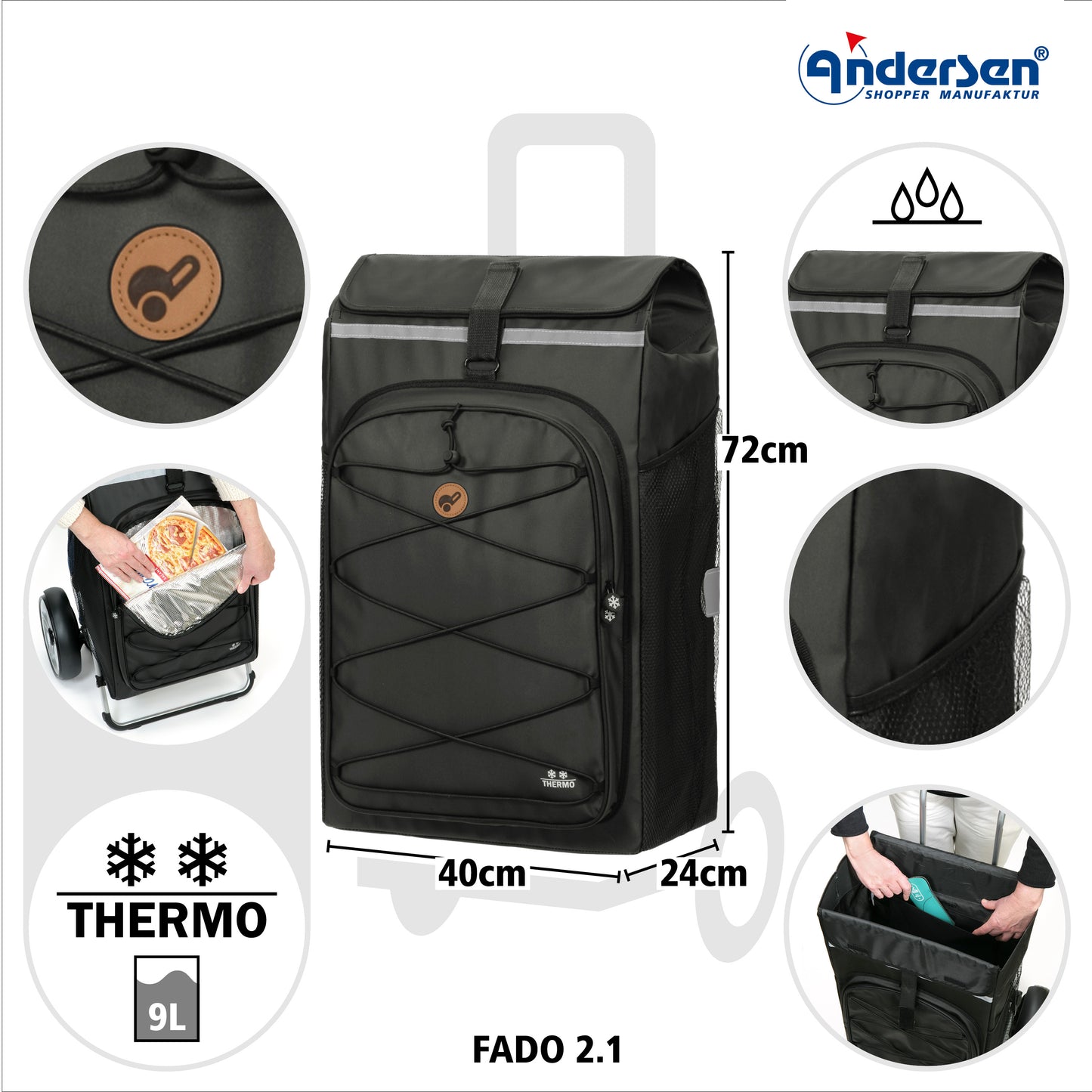 Tura Shopper Fado 2.1 schwarz kugelgelagerte leichtlaufende abnehmbare Räder - 29 cm