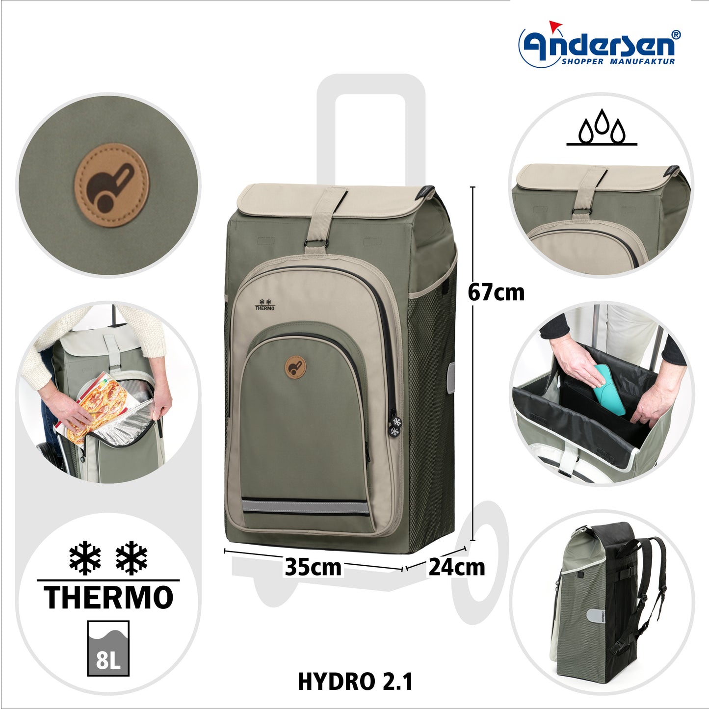 Royal Shopper Hydro 2.1 grau kugelgelagerte leichtlaufende abnehmbare Räder - 25 cm