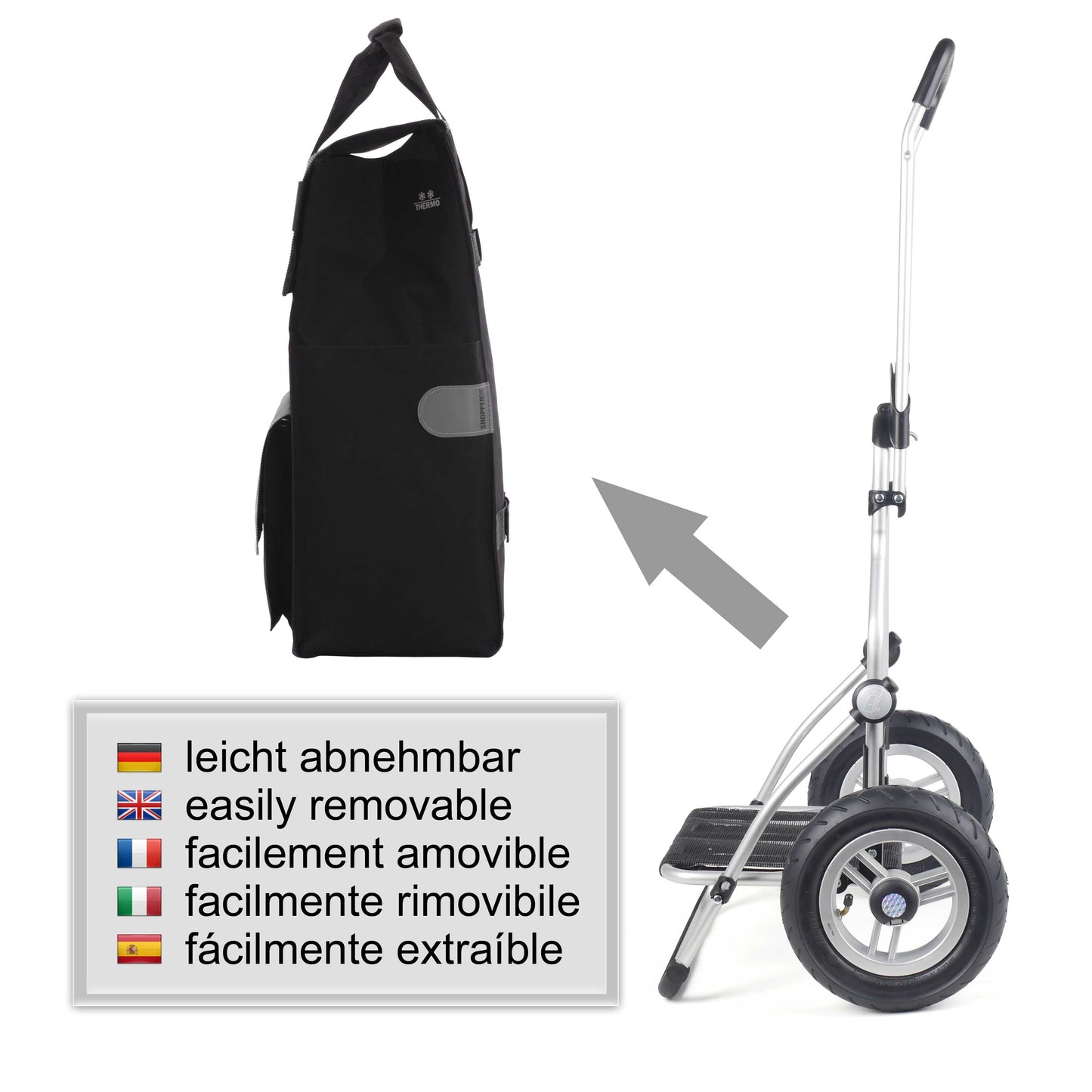 Exklusiv Andersen Einkaufstrolley - Royal Shopper XXL Vektor schwarz 43L leichtlaufende abnehmbare Räder - 25 cm