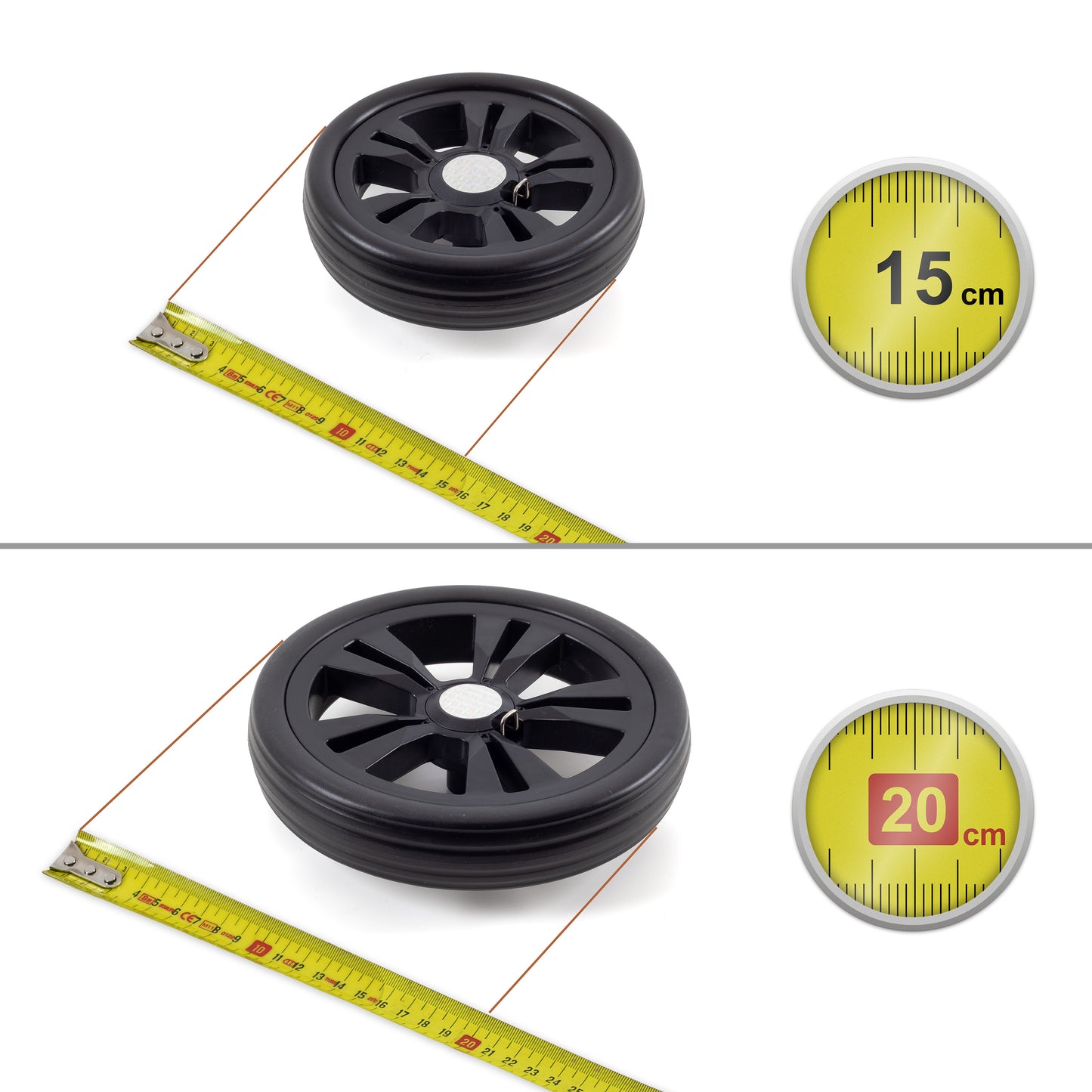 Quattro Shopper Rul schwarz leichtlaufende abnehmbare Räder - 20 cm