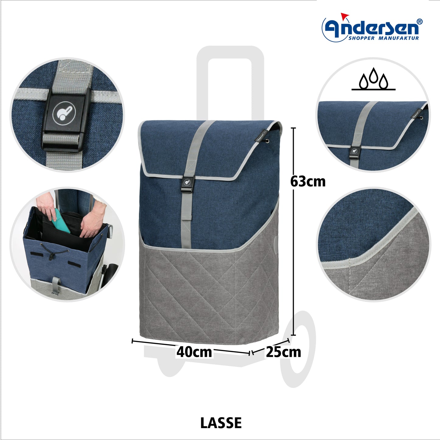 Tura Shopper Lasse blau kugelgelagerte leichtlaufende abnehmbare Räder - 29 cm