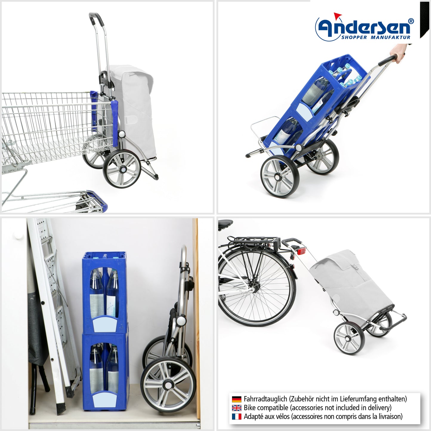 Royal Shopper Hydro 2.1 grau kugelgelagerte leichtlaufende abnehmbare Räder - 25 cm