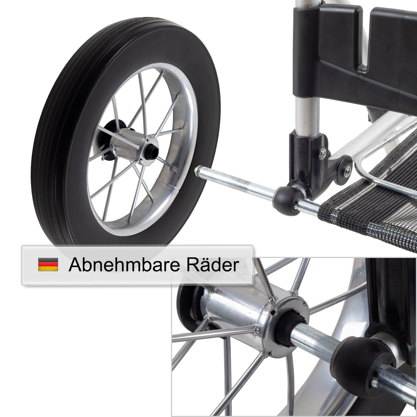 Royal Shopper Senta grau leichtlaufende abnehmbare Räder - 25 cm