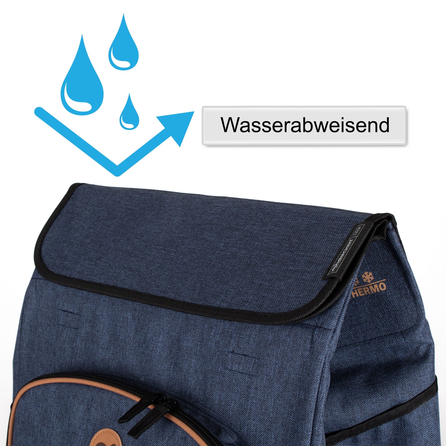 Exklusiv Andersen Einkaufstrolley - Royal Shopper XXL Folke blau 61L leichtlaufende abnehmbare Räder - 25 cm