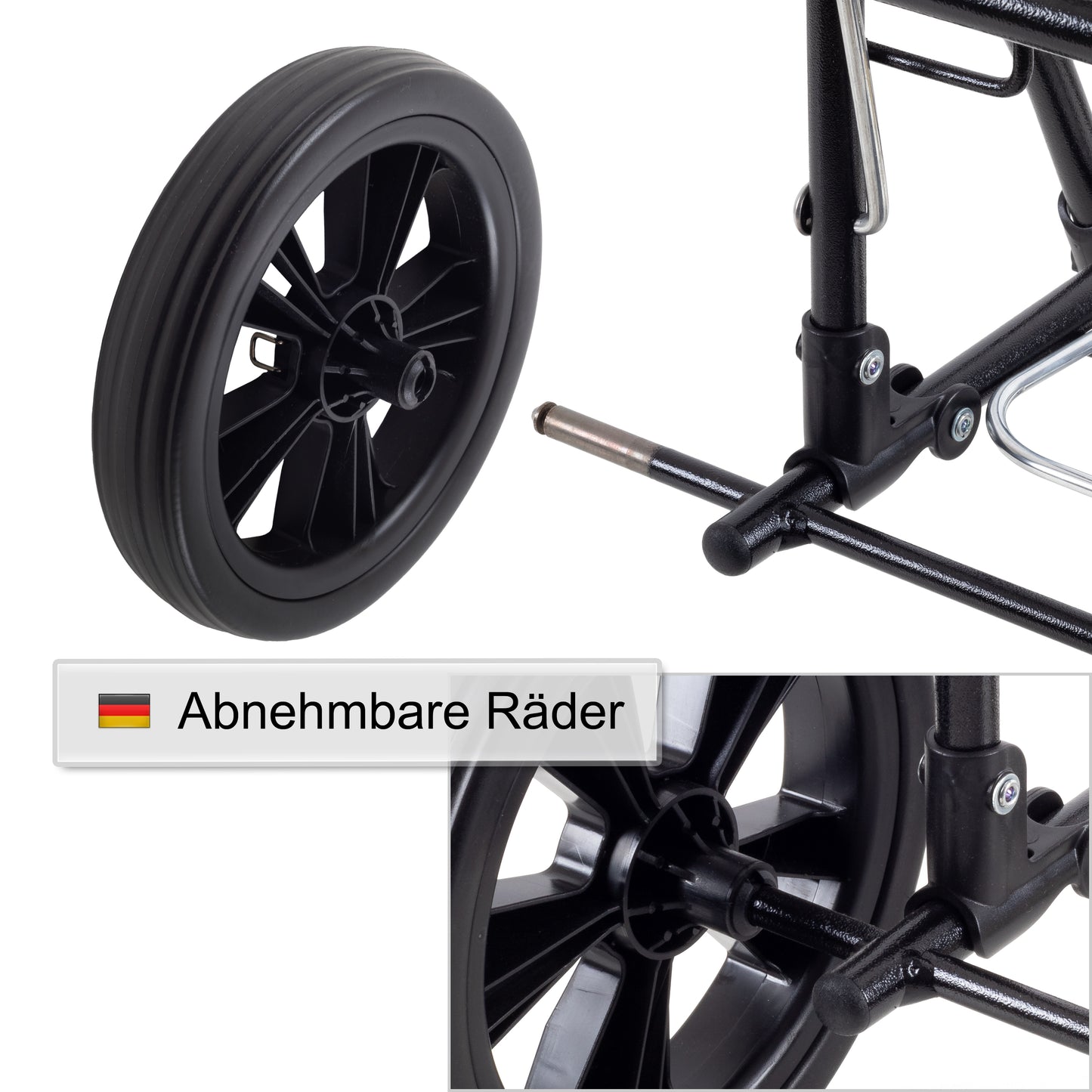 Quattro Shopper Senta 2.0 schwarz leichtlaufende abnehmbare Räder - 20 cm