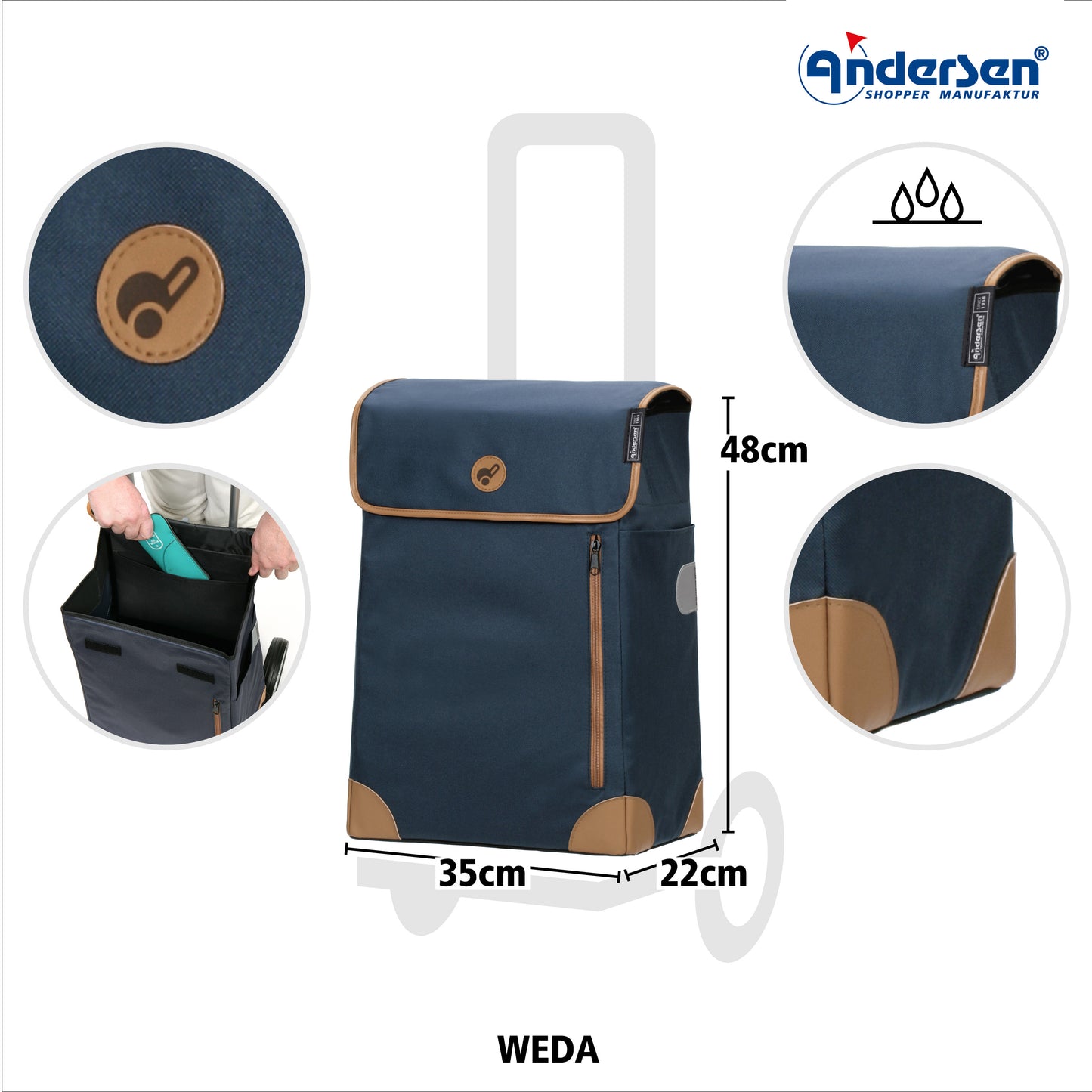 Scala Shopper Weda blau leichtlaufende abnehmbare Räder - 15 cm