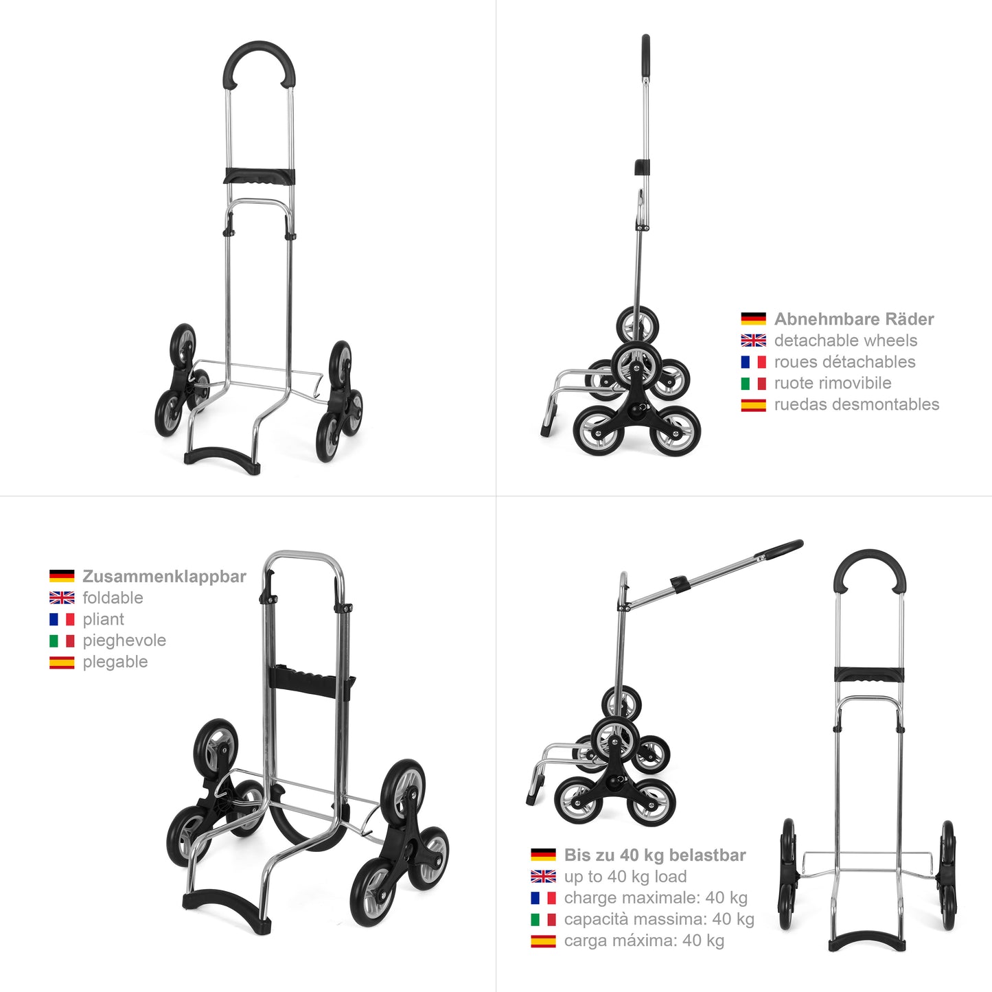 Treppensteiger Scala Shopper leichtlaufende abnehmbare Räder - 13 cm