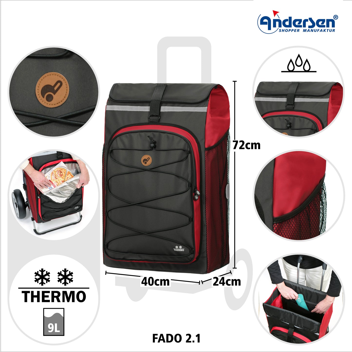 Tura Shopper Fado 2.1 rot kugelgelagerte leichtlaufende abnehmbare Räder - 29 cm