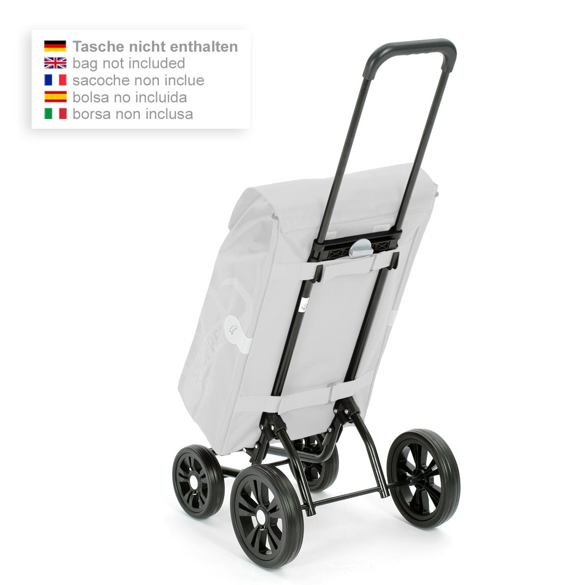 Quattro Shopper m. Flüsterrad schwarz leichtlaufende abnehmbare Räder - 20 cm